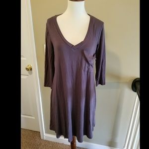 Long Sleeve V-neck Shift Tee/Dress